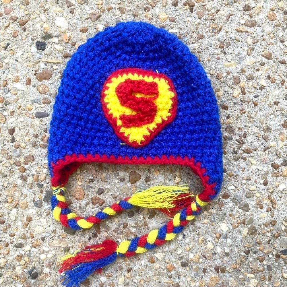 Superman Handmade Croquet Baby Winter Hat